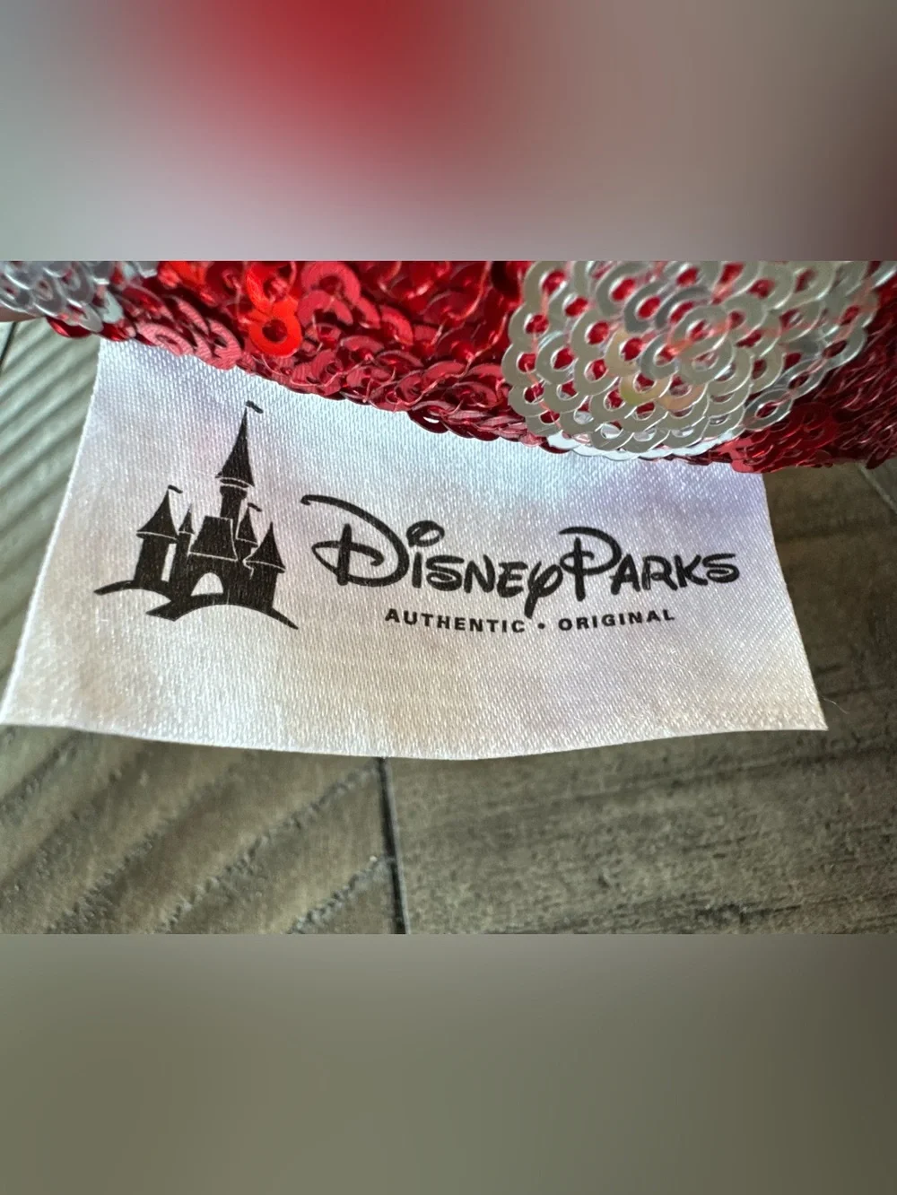 Disney Parks Minnie Mouse Ears Headband Red/White/Black Sequin Minnie Ears